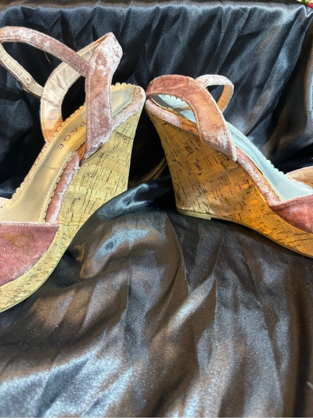 Rampage Rose Blush Velvet Open-Toe Ankle Strap Heels